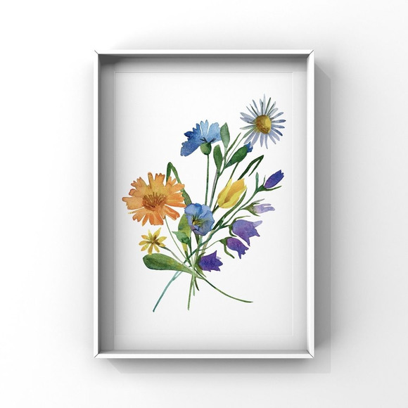 Watercolor Wildflowers Botanical Digital Art Print Set of Three - Picture 13 of 15